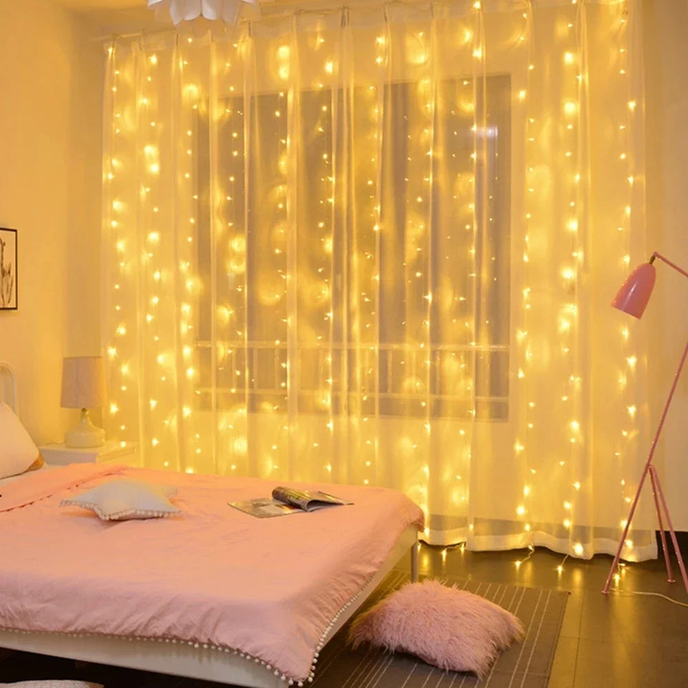 New Christmas Lights Curtain Garland Merry Christmas Decorations