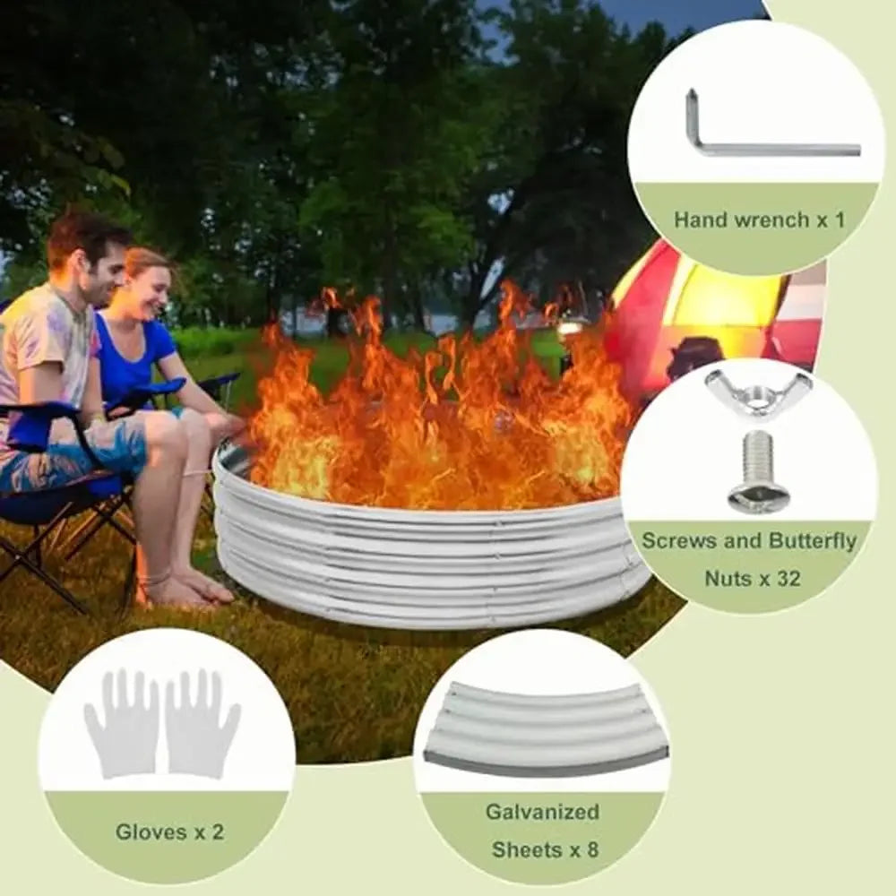 35" Round Raised Backyard Camping Wood Burning Firepit
