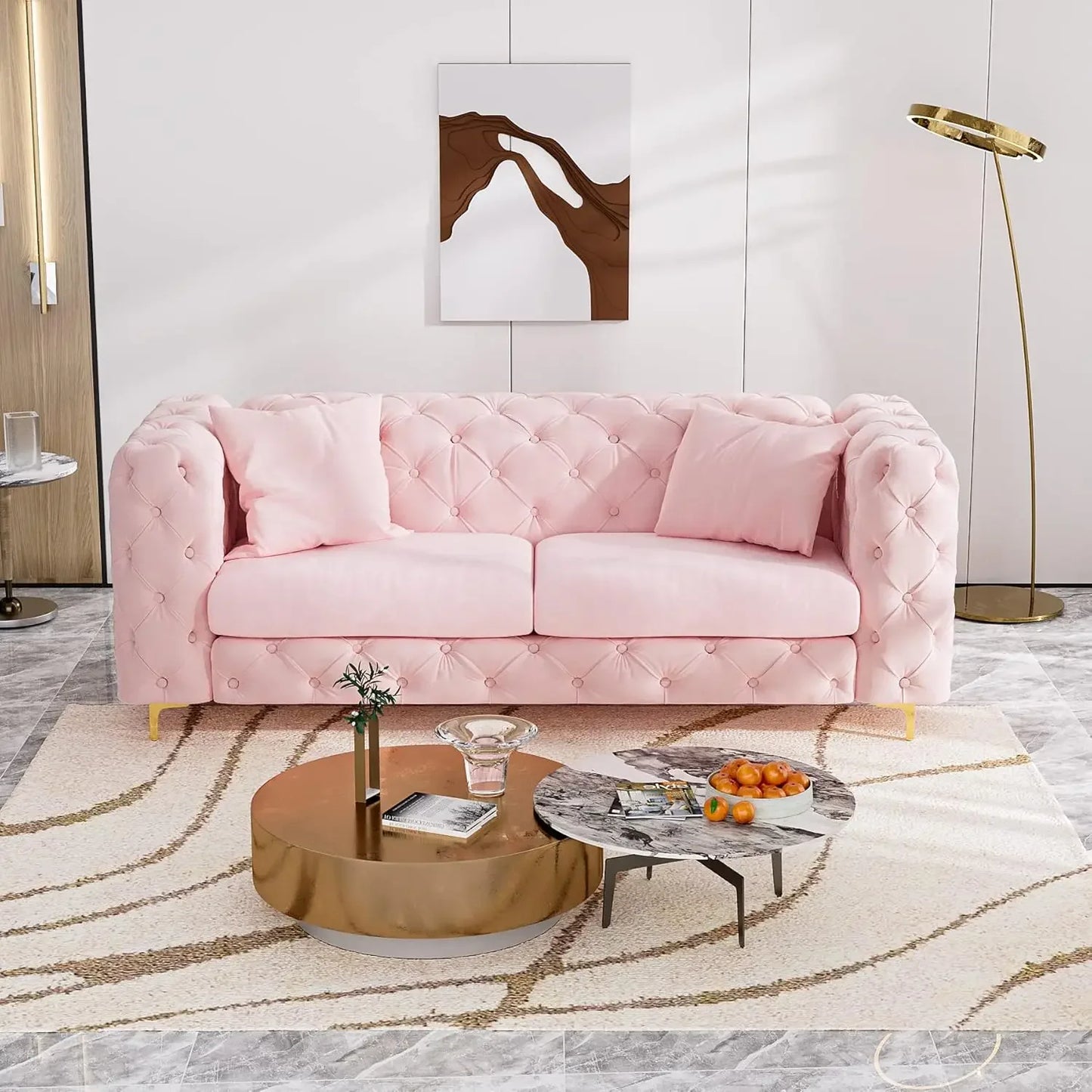 75" Long Upholstered Velvet Sofa For Living Room,