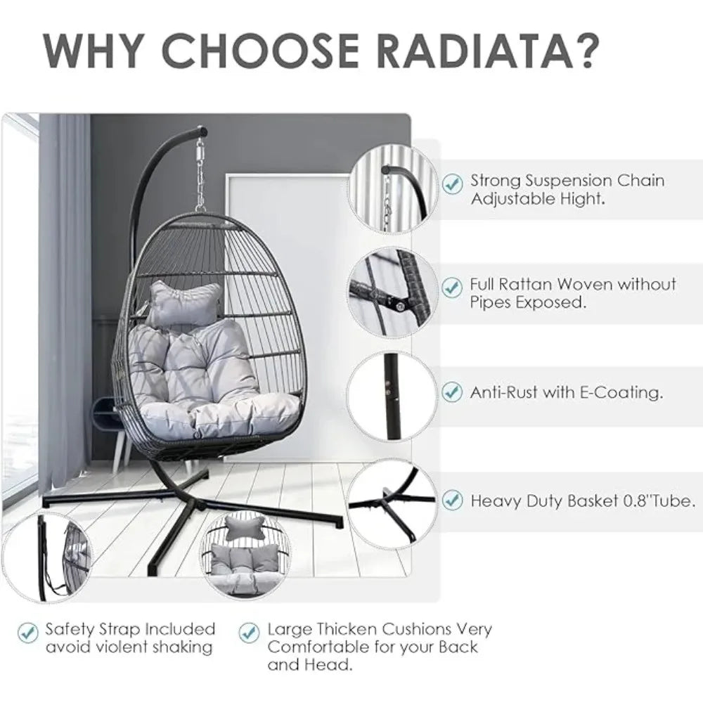 Outdoor Hanging Egg Wicker Patio Chair
