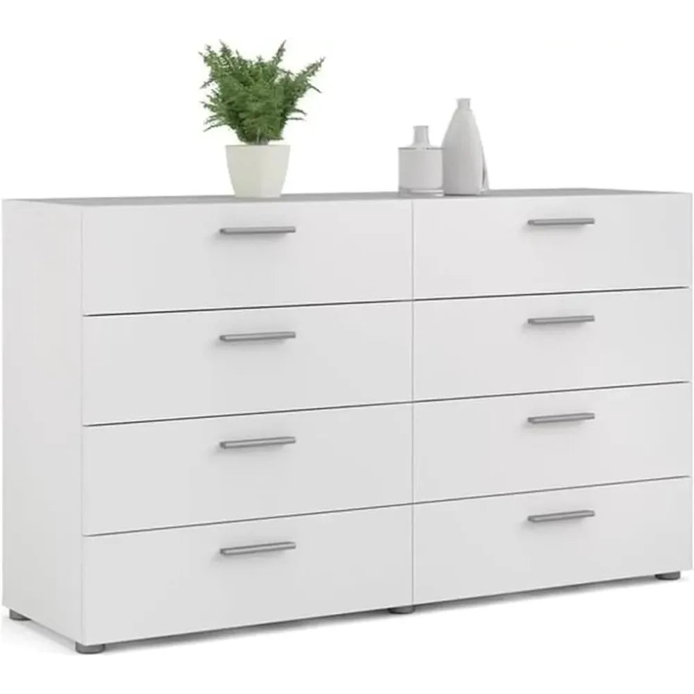 White Contemporary 3/8 Drawer Double Bedroom Dresser