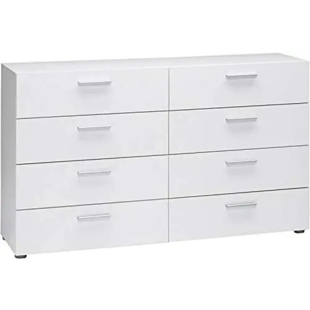 White Contemporary 3/8 Drawer Double Bedroom Dresser