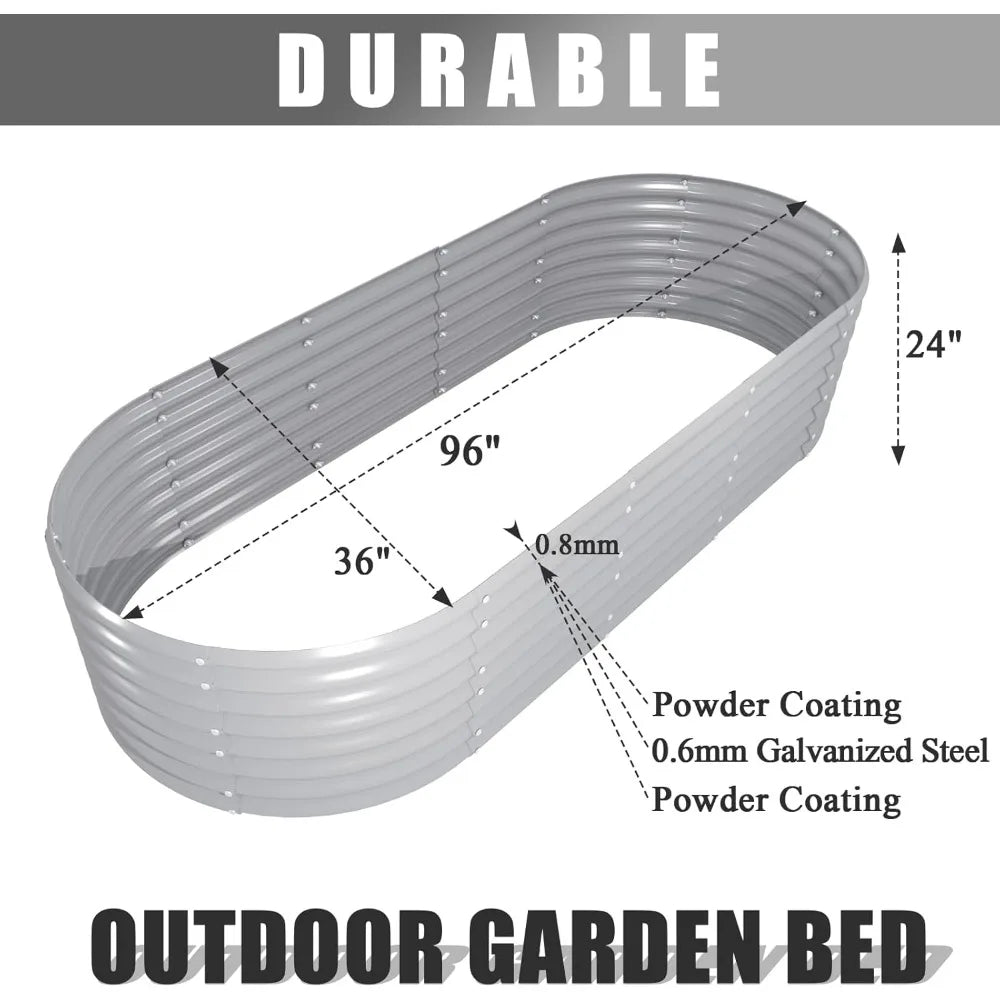 8x3x2" Oval Metal Ground Planter Outdoor Bottomless Planter