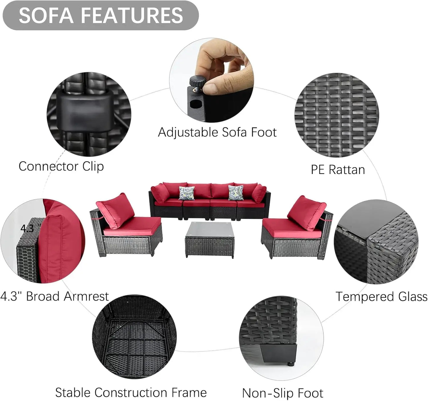 Wicker Outdoor Conversation Set With Sectional Sofa