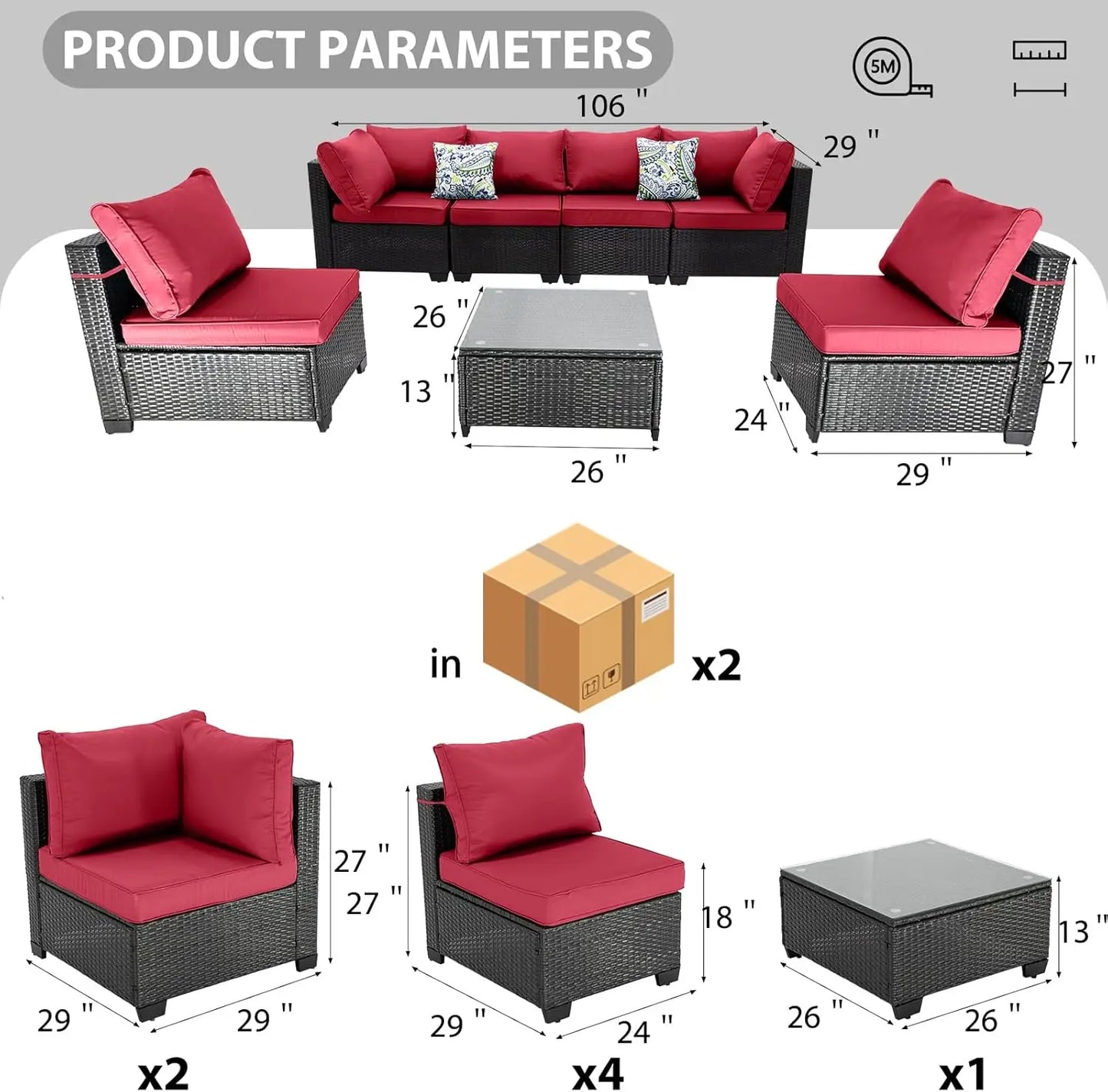 Wicker Outdoor Conversation Set With Sectional Sofa