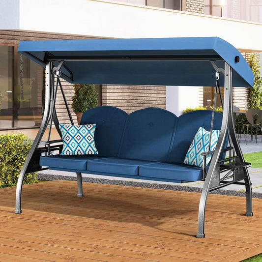 2-in-1 Swing Glider Chair W/Adjustable Canopy & Removable Cushion