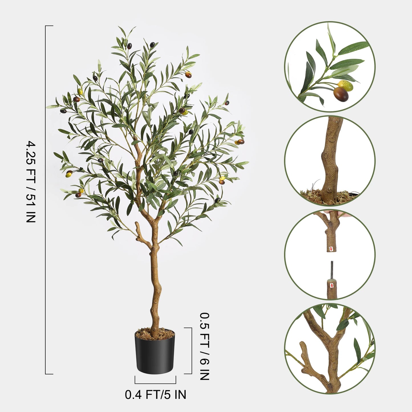 Artificial Olive Tall Faux Silk Olive Tree