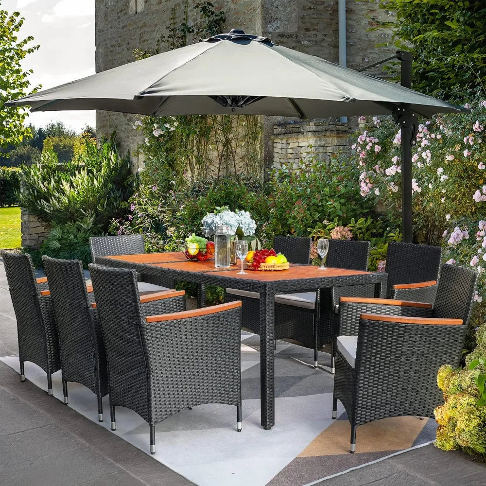 9/PCS Dining Set Outdoor Acacia Wood Table/Chairs