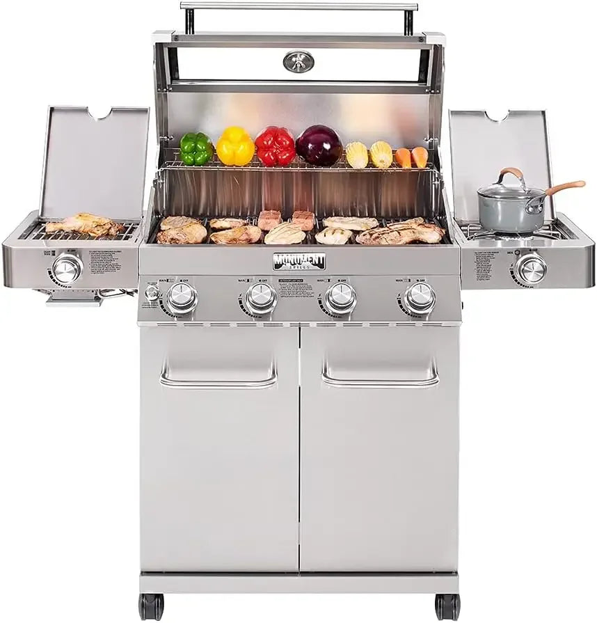 Large 4-Burner Propane Gas Stainless Steel Grill