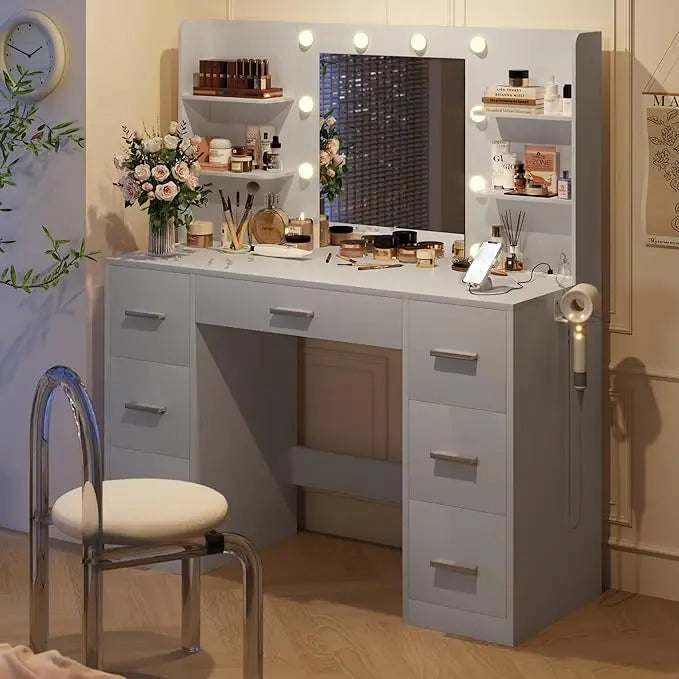 Vanity Desk/Mirror Power Outlet And 10 Lights