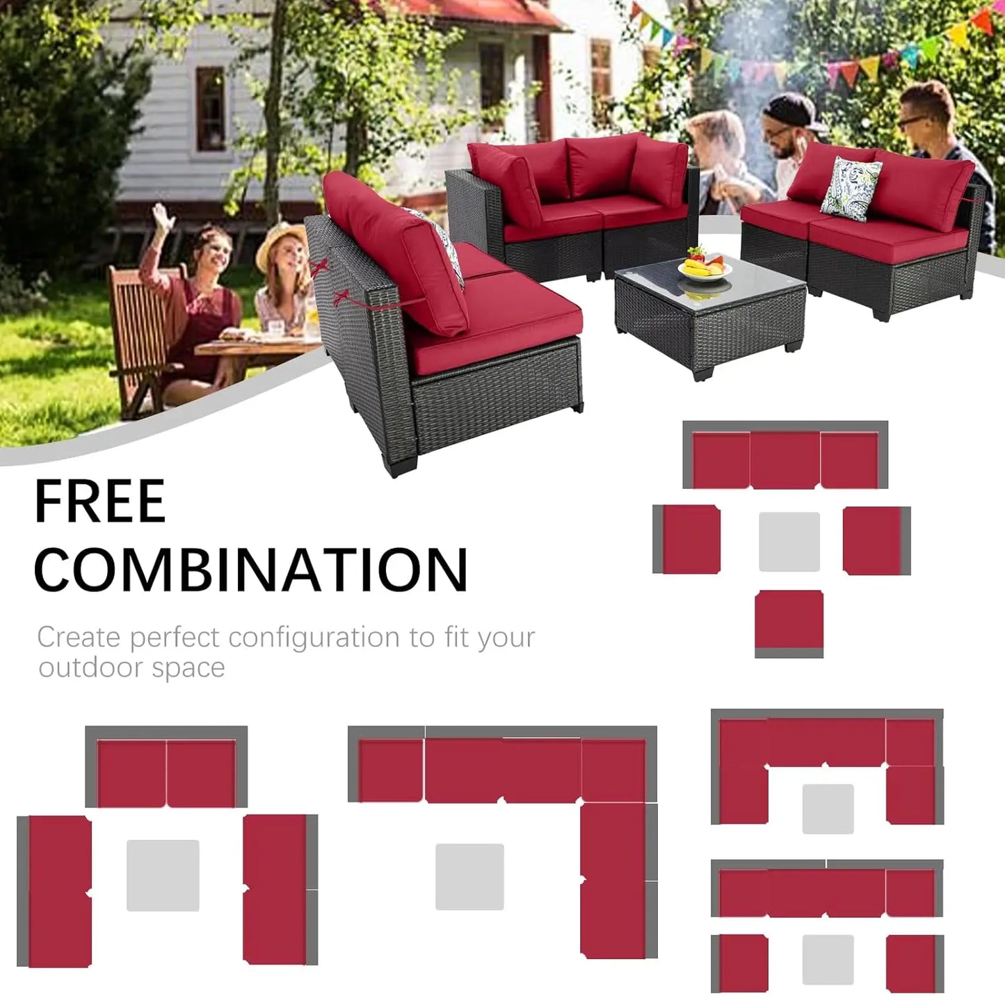 Wicker Outdoor Conversation Set With Sectional Sofa