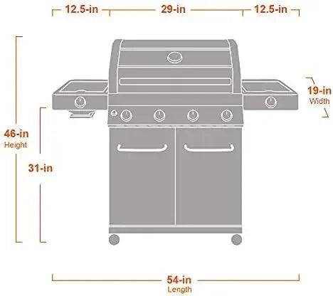 Large 4-Burner Propane Gas Stainless Steel Grill