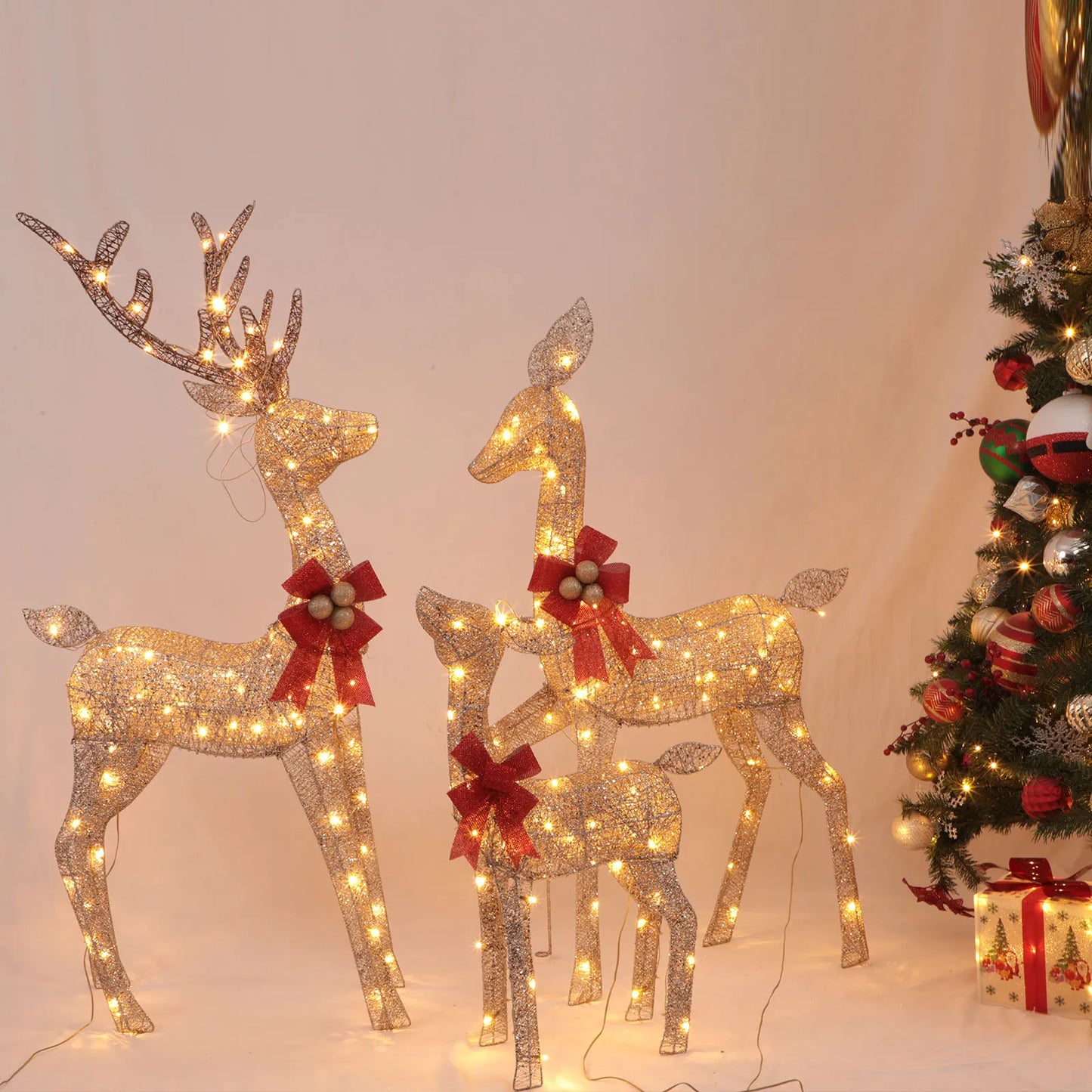 3D Reindeer Light-Up Outside Yard Decor Kit Stakes