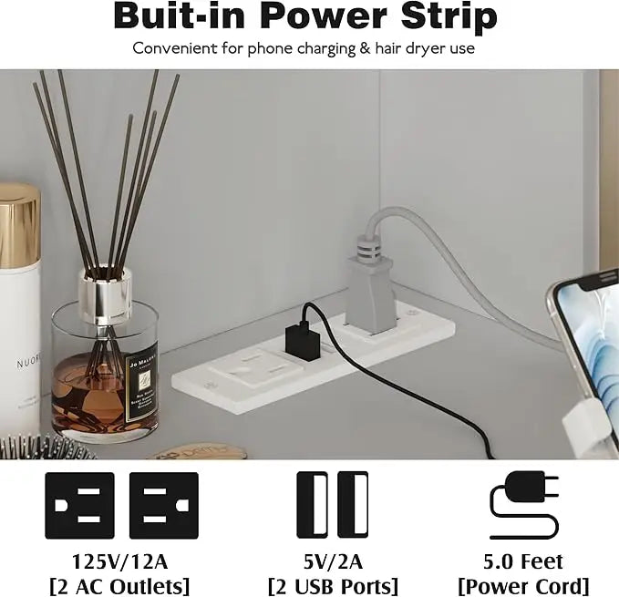 Vanity Desk/Mirror Power Outlet And 10 Lights