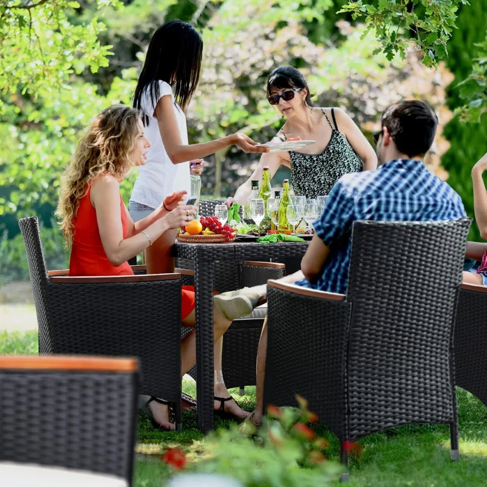 9/PCS Dining Set Outdoor Acacia Wood Table/Chairs