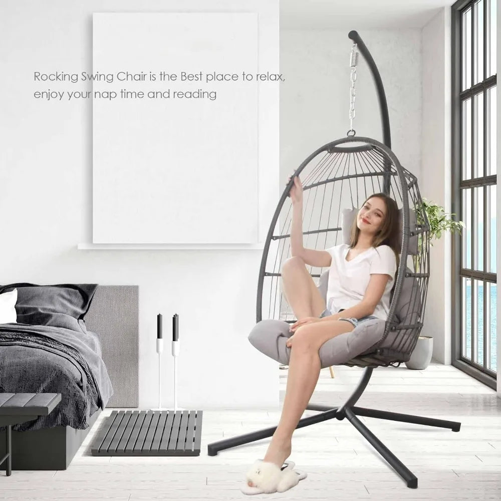 Outdoor Hanging Egg Wicker Patio Chair