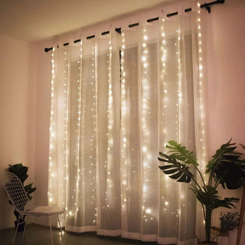 New Christmas Lights Curtain Garland Merry Christmas Decorations