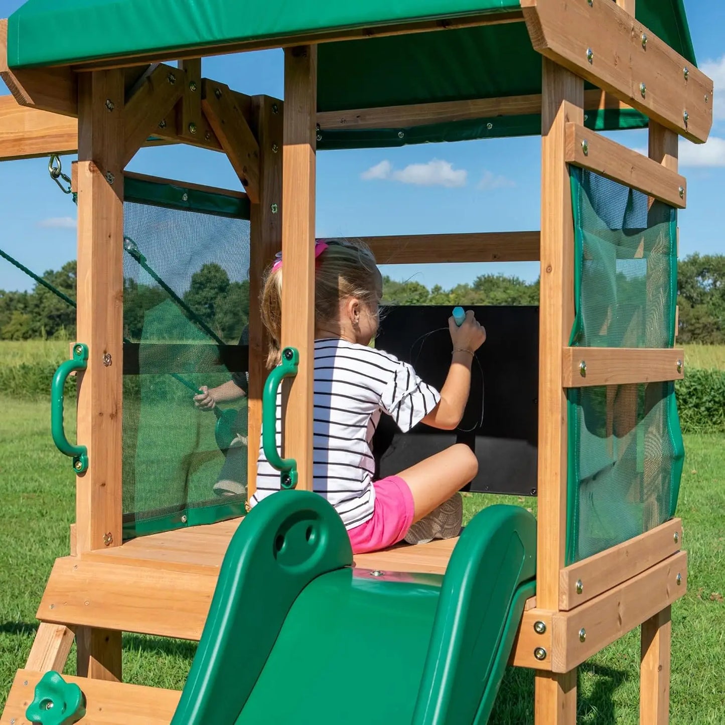 Younger Children Backyard Discovery Wooden Swing Set,
 Made for Small Yards and Younger Children, Two Belt Swings
