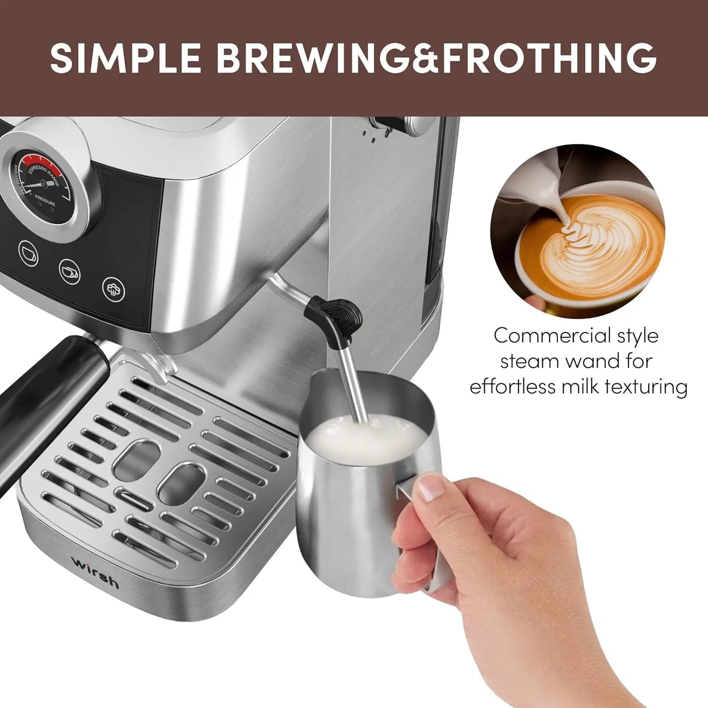 Espresso Machine, 20Bar Plastic Free Espresso Maker