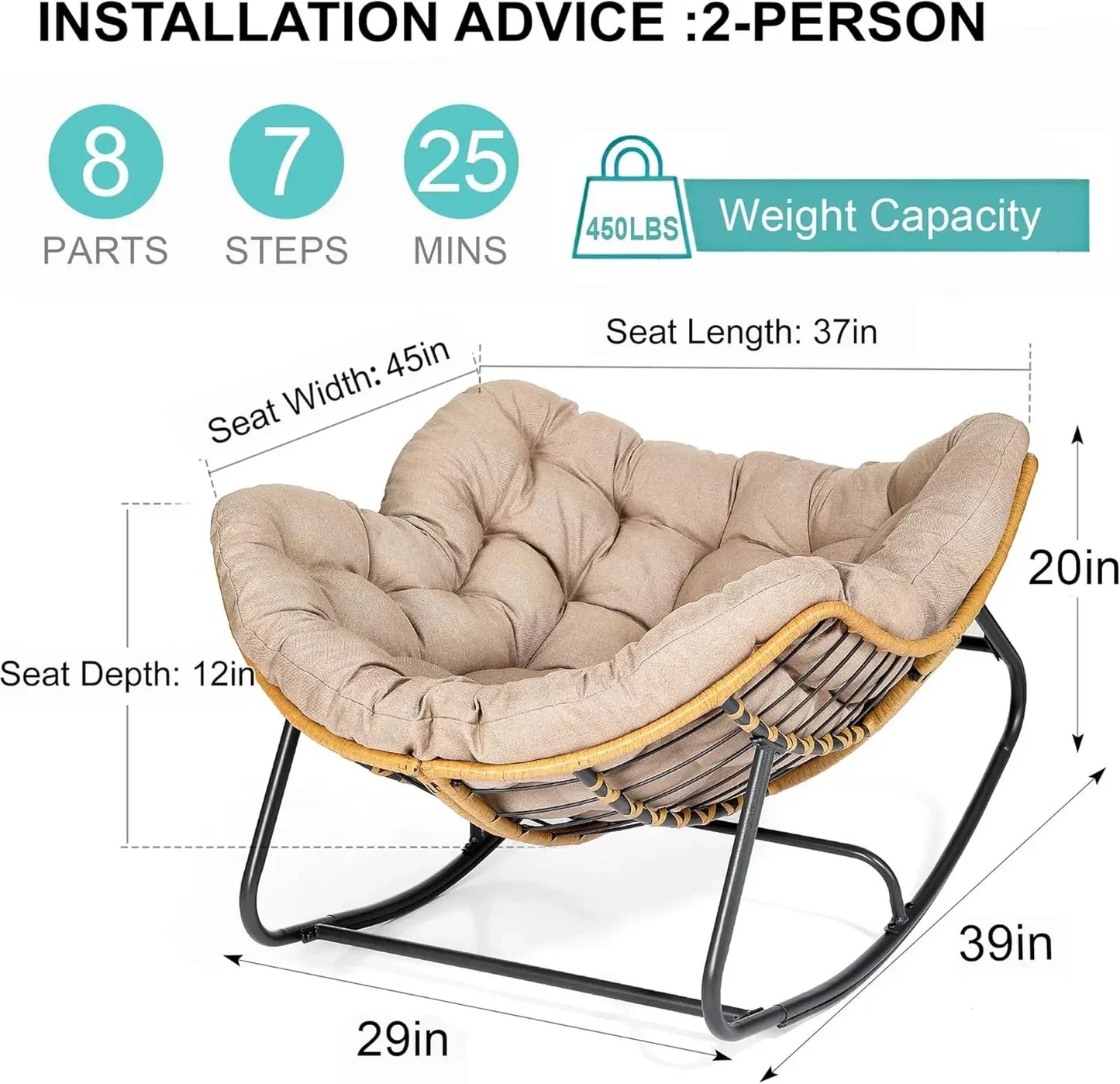 Rattan Indoor/Outdoor Wicker Rocking Patio Lounger