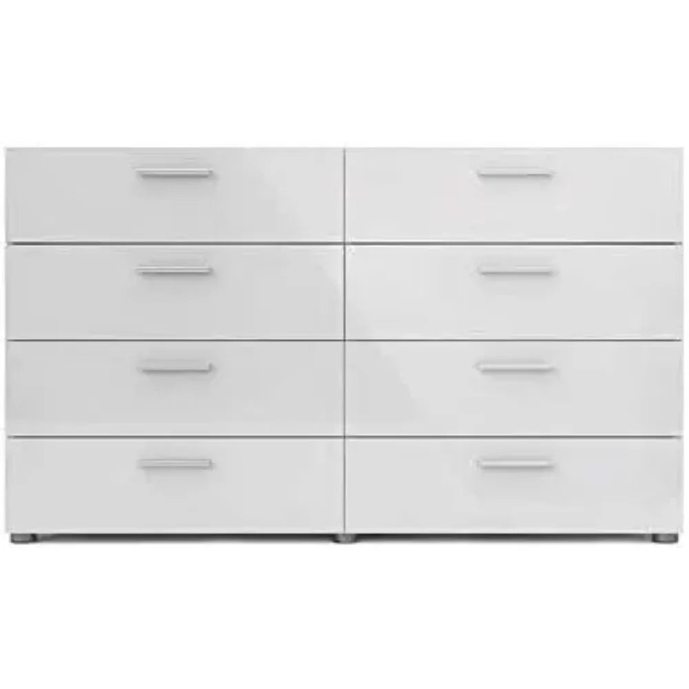 White Contemporary 3/8 Drawer Double Bedroom Dresser