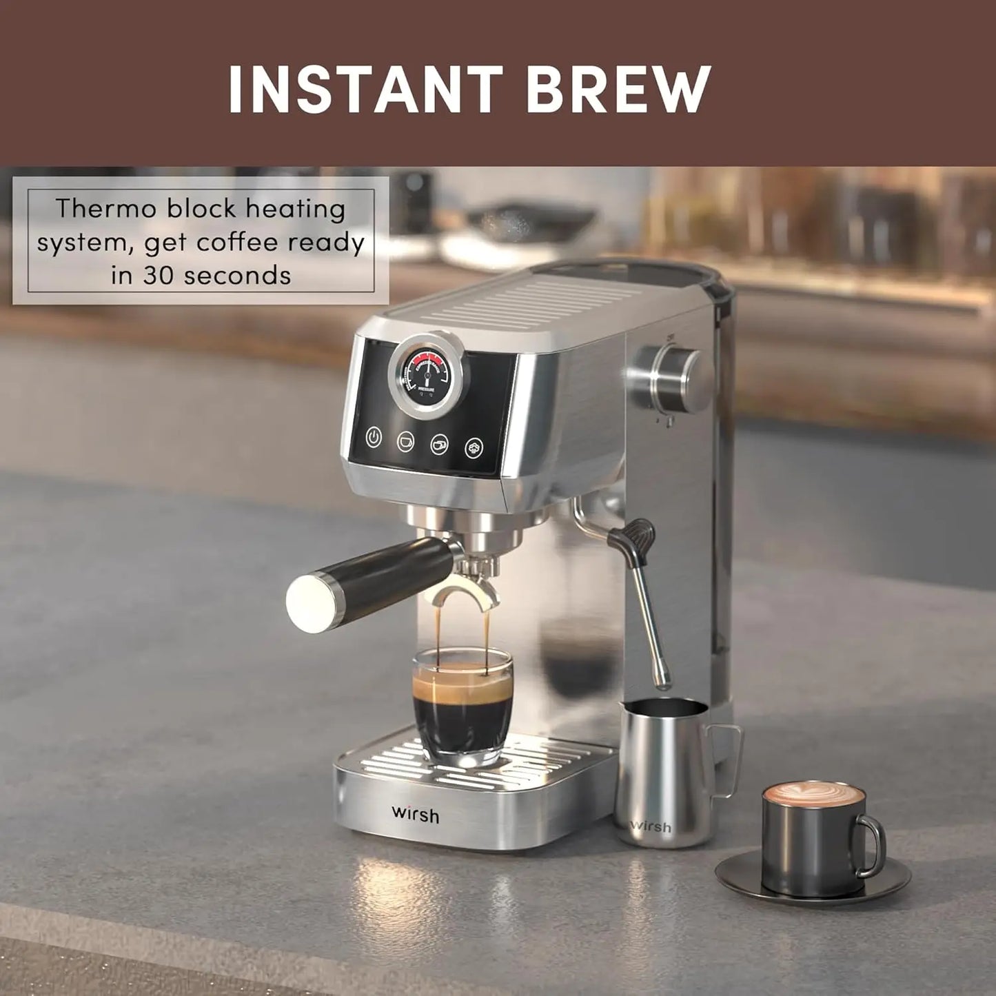 Espresso Machine, 20Bar Plastic Free Espresso Maker