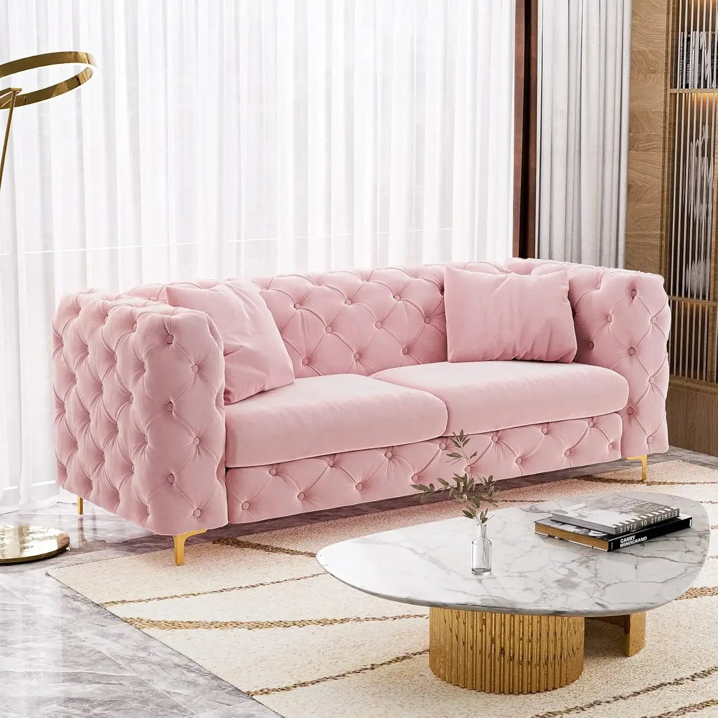 75" Long Upholstered Velvet Sofa For Living Room,
