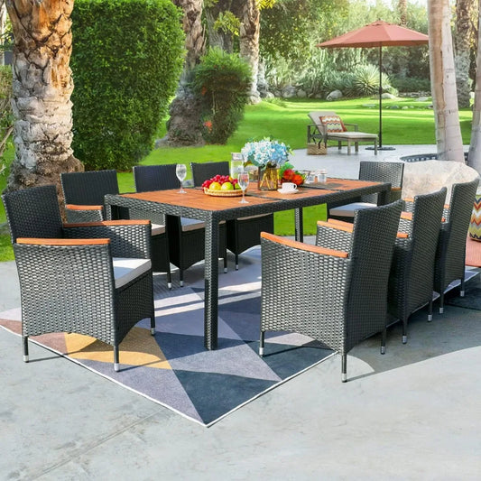 9/PCS Dining Set Outdoor Acacia Wood Table/Chairs