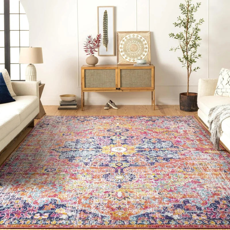 Odelia Vintage Bohemian Area Rug, 3'11" x 5'7", Pink/Orange