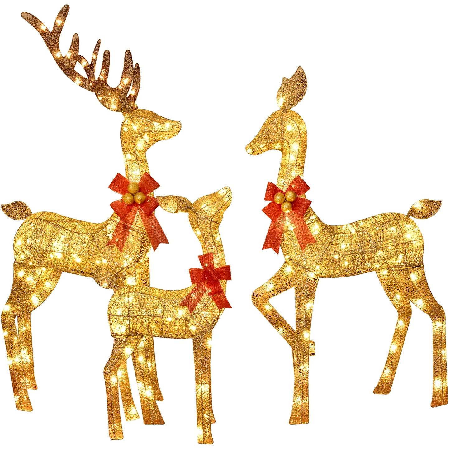 3D Reindeer Light-Up Outside Yard Decor Kit Stakes