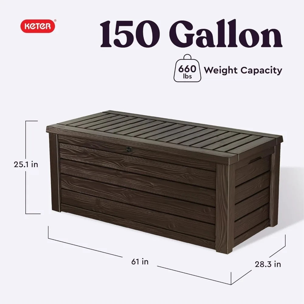 150 Gallon Plastic Outdoor Furniture Storage Deck Box