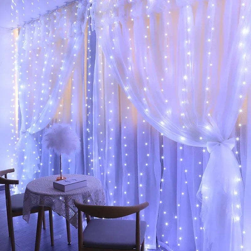 New Christmas Lights Curtain Garland Merry Christmas Decorations